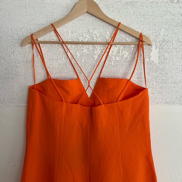 Massimo Dutti Bright Orange Strappy Linen Dress, NWT - Picture 12 of 15